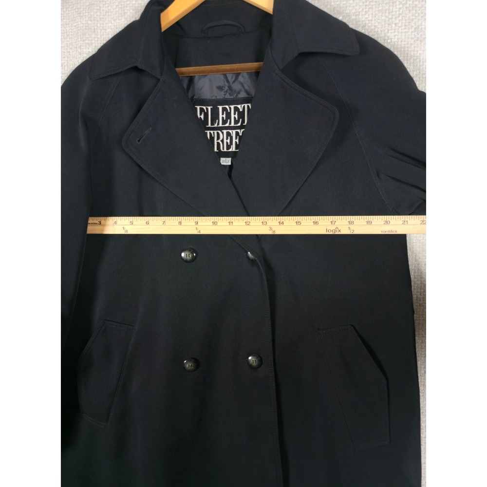 Fleet Street Womens Black Double Breasted Trench Coat Sz 6 *MISSING BELT* - Picture 5 of 10